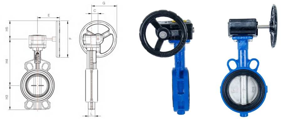 Manual Cast Iron Wafer Butterfly Valve Клапан бабочки ручной чугун