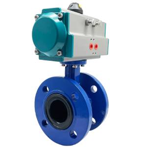 Cast Iron Pneumatic Flange Butterfly Valve Чугунный пневматический фланцевый клапан бабочки