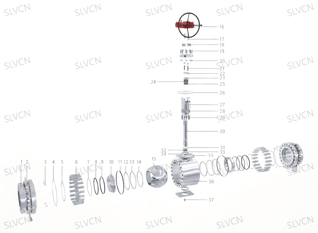 Ball valve structure Структура шарового клапана