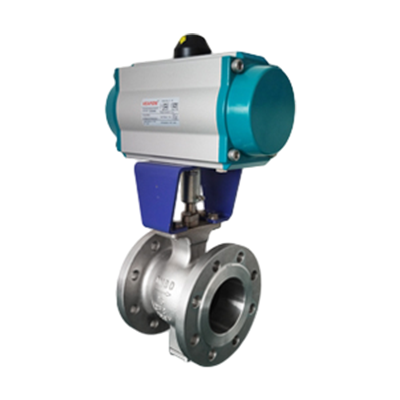 Пневматический V-образный фланцевый шаровой клапан