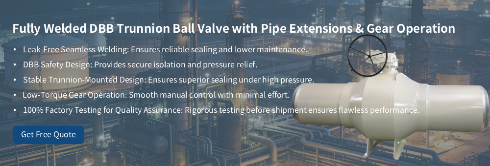 Полностью сварной шаровой кран с цапфой DBB с удлинителями труб и приводом