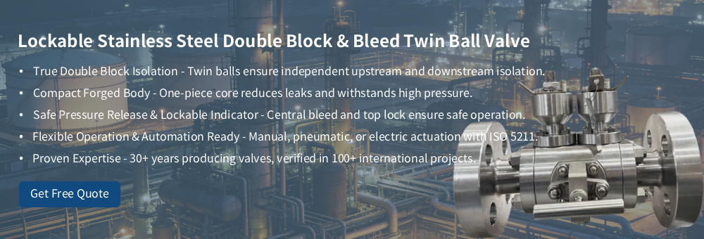 Запираемый двойной запорный и выпускной двойной шаровой клапан из нержавеющей стали