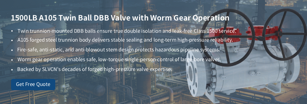 1500LB A105 Шаровой кран DBB на цапфе